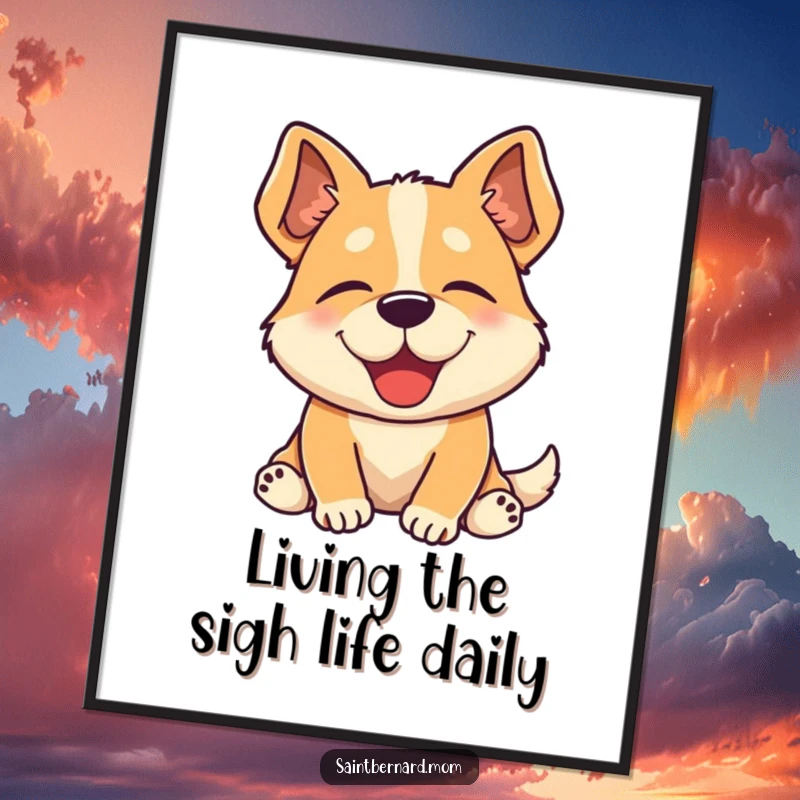 Funny Free Printable Wall Art: Dog sighing with pure bliss, downloadable humorous art for home decor, celebrating canine relaxation.