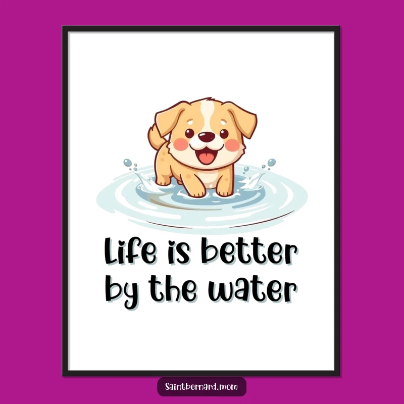 Free Printable Wall Art: Splashing Dog - Fun Downloadable Decor