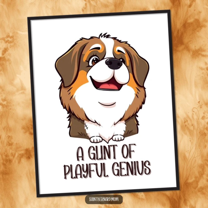 Funny Free Printable Wall Art: A Saint Bernard lady animal with a distinctly playful and mischievous glint in her eyes.