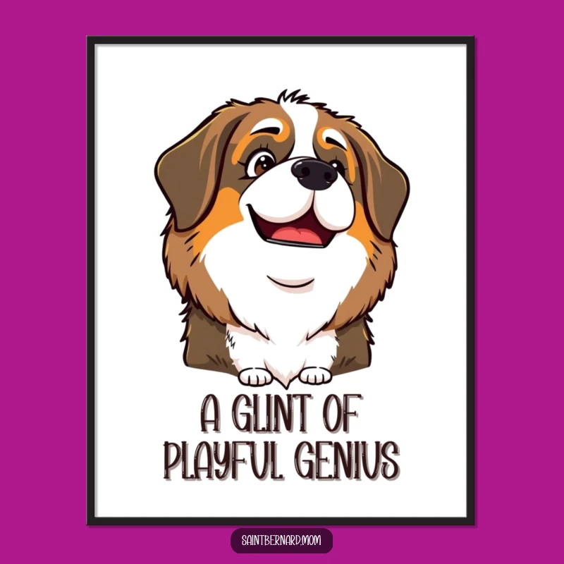 Funny Free Printable Wall Art: Playful Saint Bernard Lady Downloadable Decor