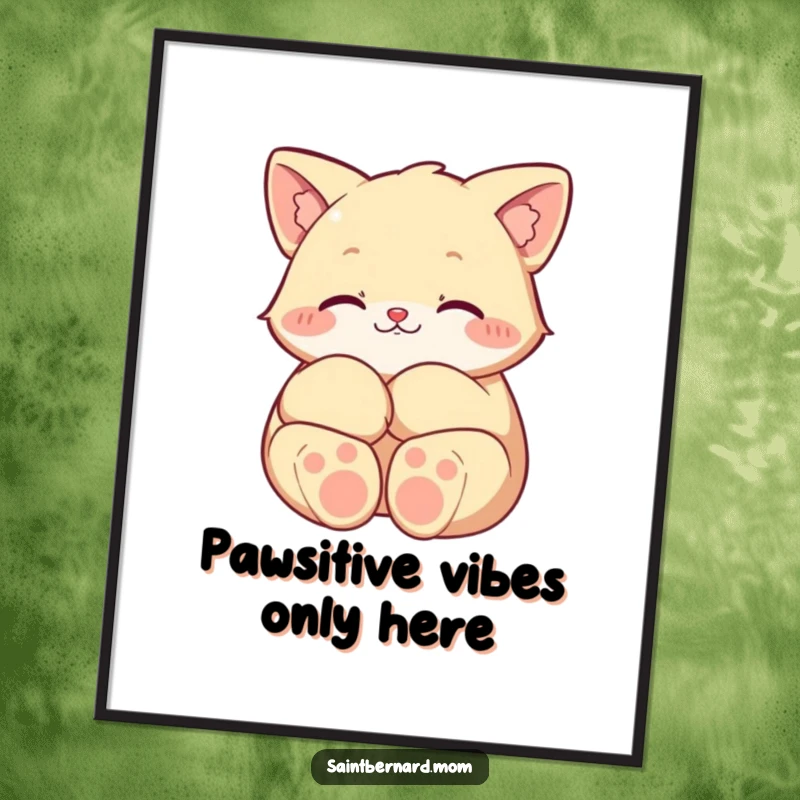 Funny Free Printable Wall Art: Large paws are curled in a protective gesture, offering comfort and a touch of humor.