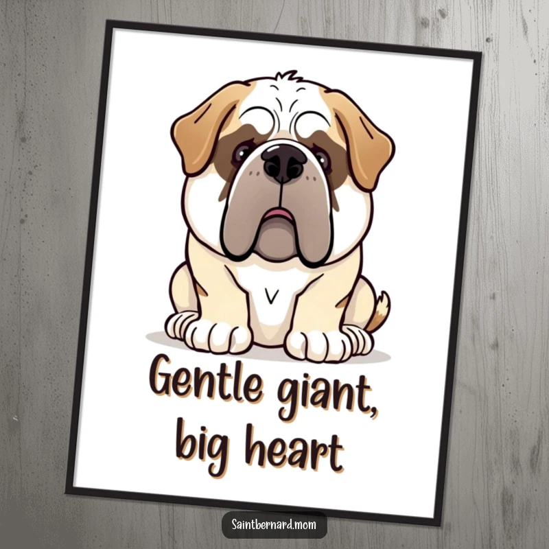 Free Printable Wall Art: A large Saint Bernard dog radiating a gentle giant demeanor, offering a sense of calm and comfort.
