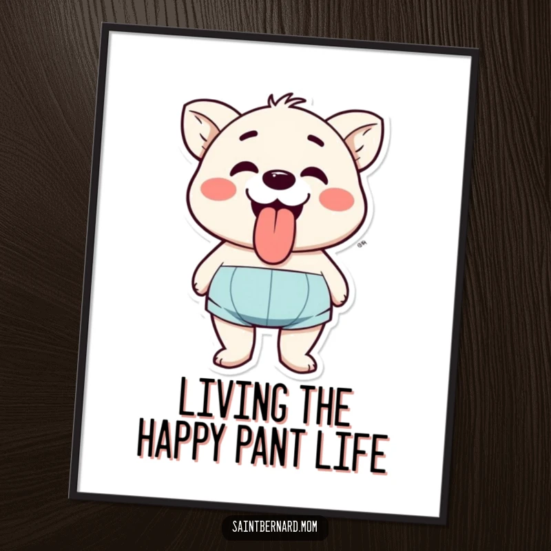 Funny Free Printable Wall Art: A character pants with pure joy, tongue lolling out, bringing a smile to any space.