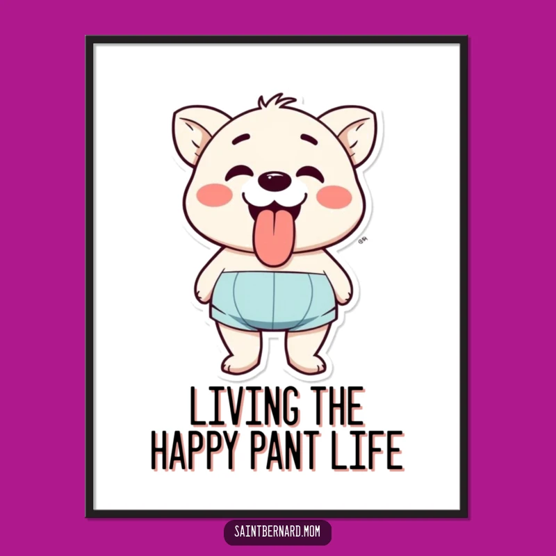 Funny Free Printable Wall Art: Happy Panting Character Tongue Lolling Downloadable Decor