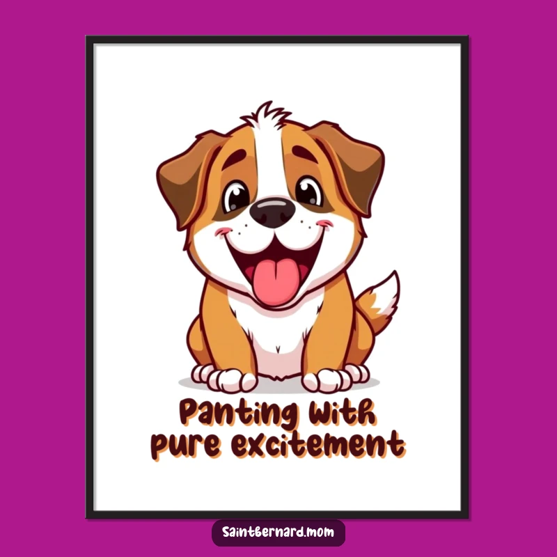 Free Printable Saint Bernard Wall Art: Funny Dog Panting Downloadable Art Decor