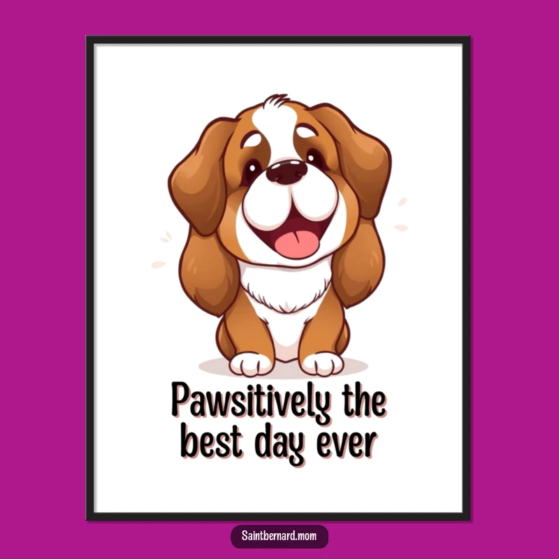 Free Printable Wall Art: Cheerful Saint Bernard Barking Funny Downloadable Home Decor