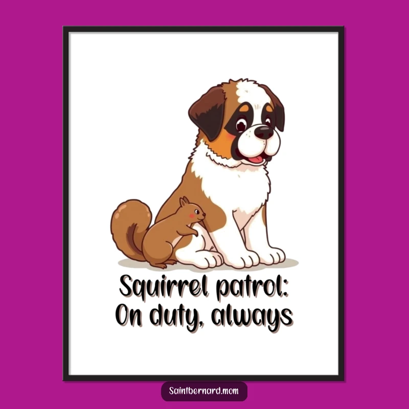 Free Printable Wall Art: Patient Saint Bernard & Squirrel - Zen Downloadable Art