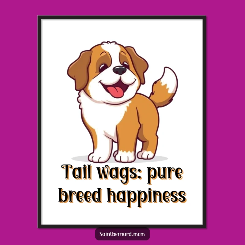 Free Printable Wall Art: Wiggling Saint Bernard Dog, Energetic Downloadable Art for Dog Lovers