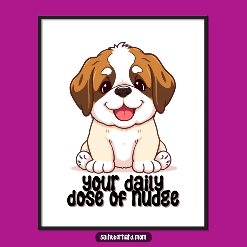 Free Printable Wall Art: Saint Bernard Puppy Gentle Nudge, Cute Dog Downloadable Decor
