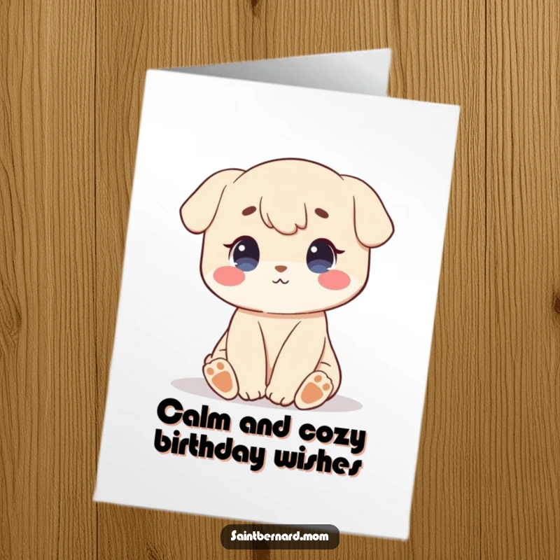 Funny Free Printable Birthday Card: A character sitting patiently, exuding a sweet, calm, and serene demeanor, radiating tranquility.