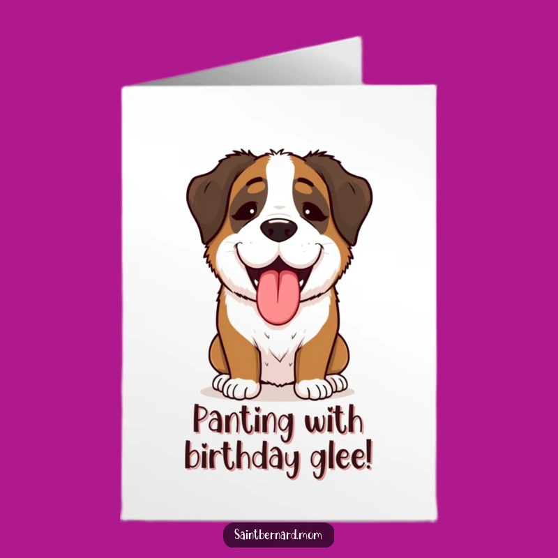 Free Printable Birthday Card: Joyful Saint Bernard Lady for a Hilarious Downloadable Gift