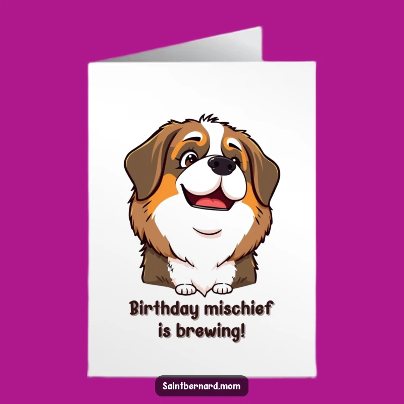 Free Printable Birthday Card: Playful Saint Bernard Lady for a Cheeky Download