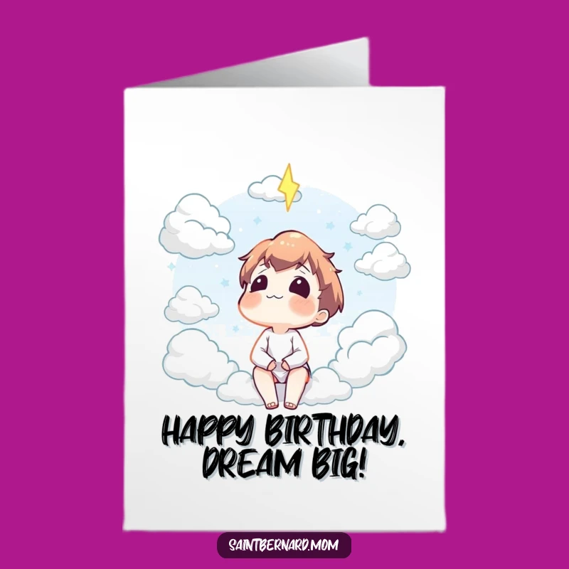 Free Printable Funny Birthday Card: Content Character Cloud Gazing Downloadable Gift