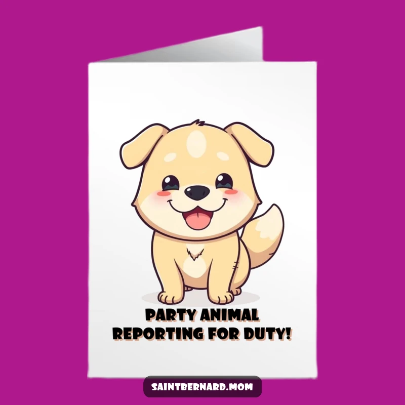 Free Printable Happy Birthday Card: Massive Happy Dog, Tail Wagging Fun Downloadable