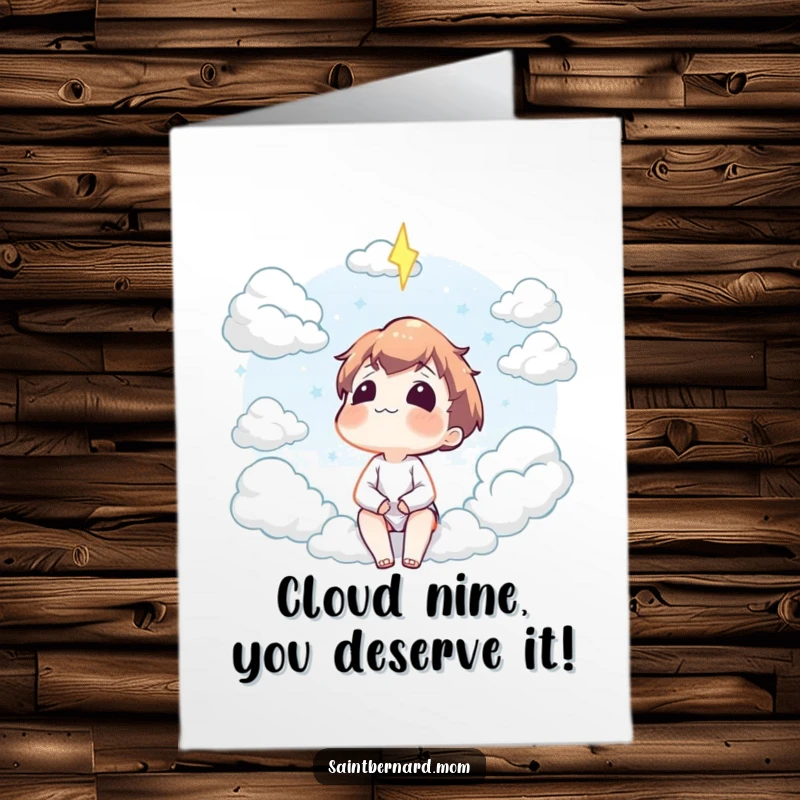 Funny Free Printable Congratulations Card: A character contentedly watches clouds drift by, a serene and humorous downloadable.