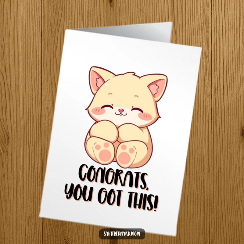 Funny Free Printable Congratulations Card: Large paws curl protectively, symbolizing support and pride, a heartwarming downloadable.
