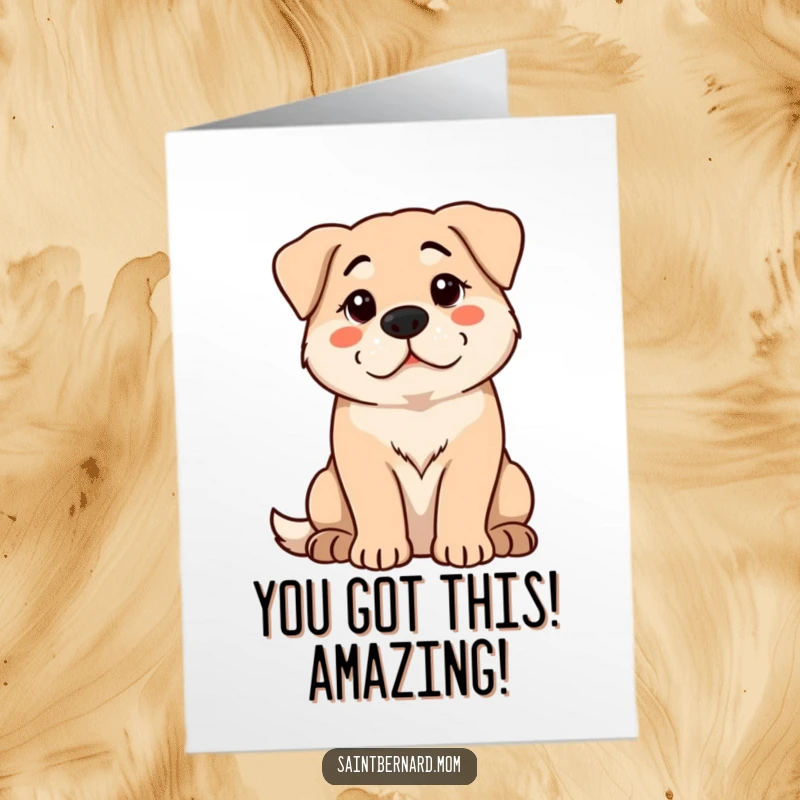 Funny Free Printable Congratulations Card: A large dog with a calm, protective demeanor watches intently, celebrating your success.