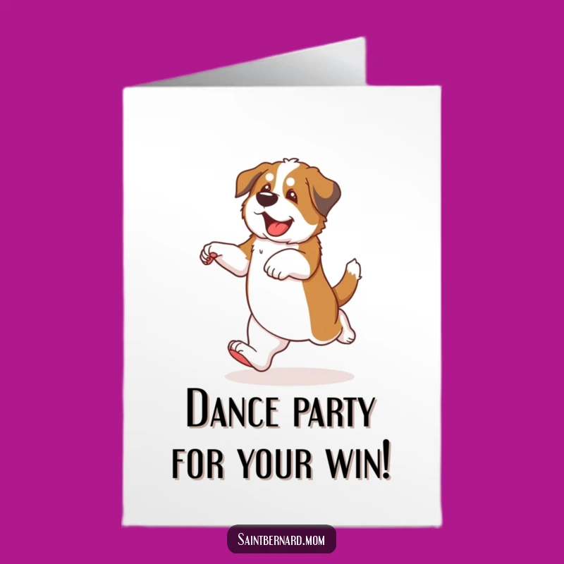 Free Printable Congrats Card: Dancing Saint Bernard Puppy, Downloadable Celebration Moves