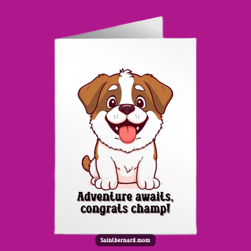 Free Printable Congrats Card: Excited Saint Bernard Dog, Humorous Downloadable Greeting for Any Achievement