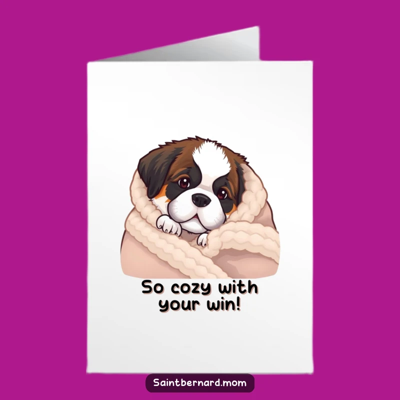 Free Printable Congrats Card: Saint Bernard Puppy Peek-a-Boo, Downloadable Joyful Reveal