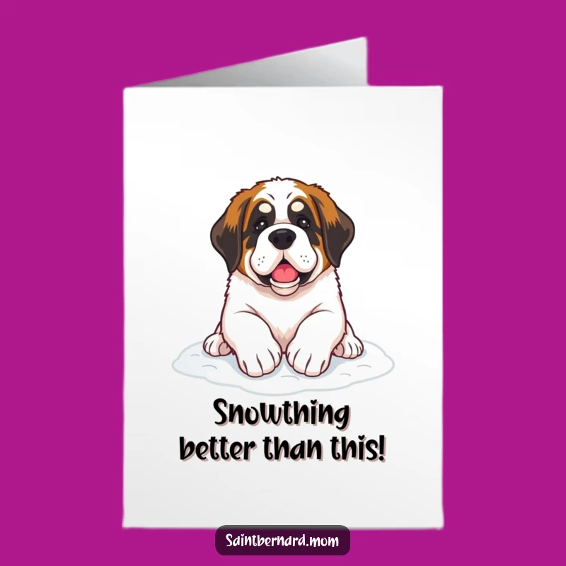 Free Printable Congrats Card: Saint Bernard Snow Paws - Downloadable Winter Achievement Greeting