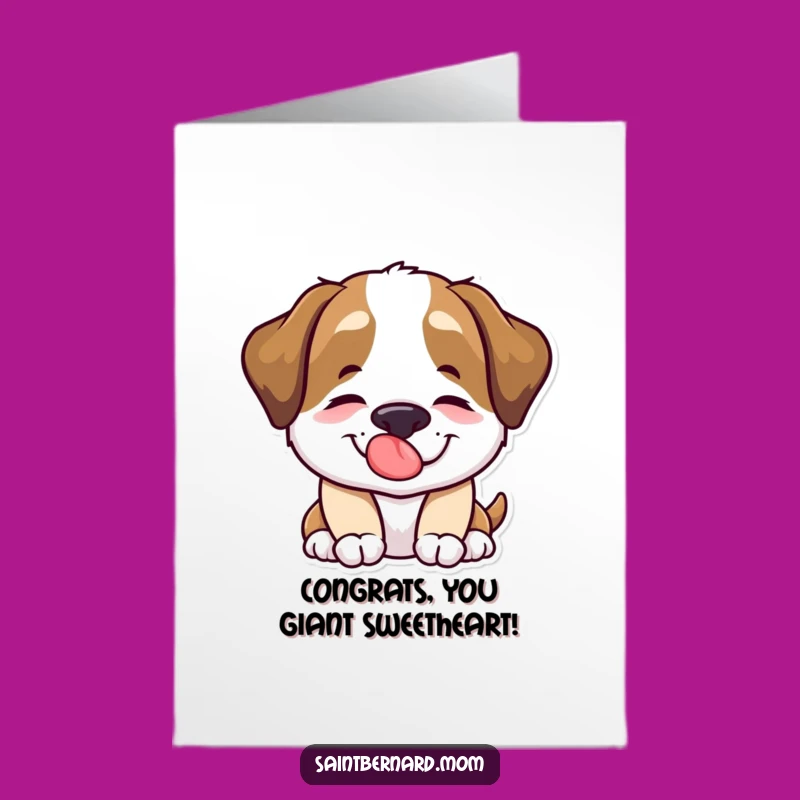 Free Printable Saint Bernard Congrats Card: Funny Dog Lick DIY Downloadable Gift