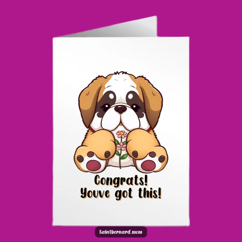 Free Printable Saint Bernard Congratulations Card: Giant Paws, Sweet Gesture - Downloadable Dog Art