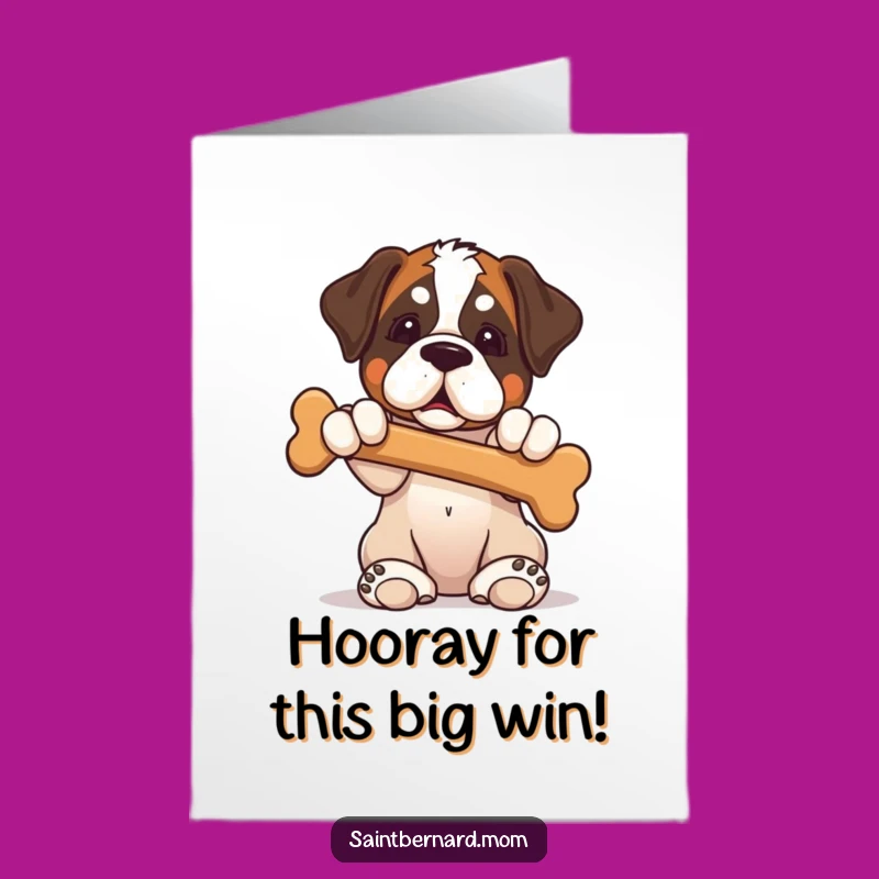 Free Printable Congrats Card: Saint Bernard Puppy Shares Bone, Downloadable Celebration