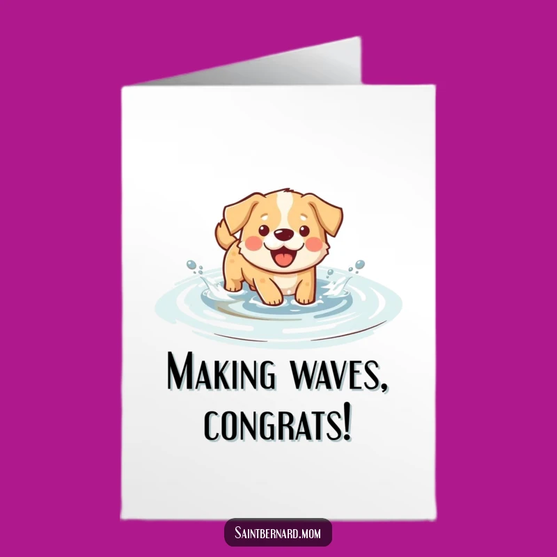 Free Printable Congrats Card: Splashing Dog - Cheerful Downloadable Gift