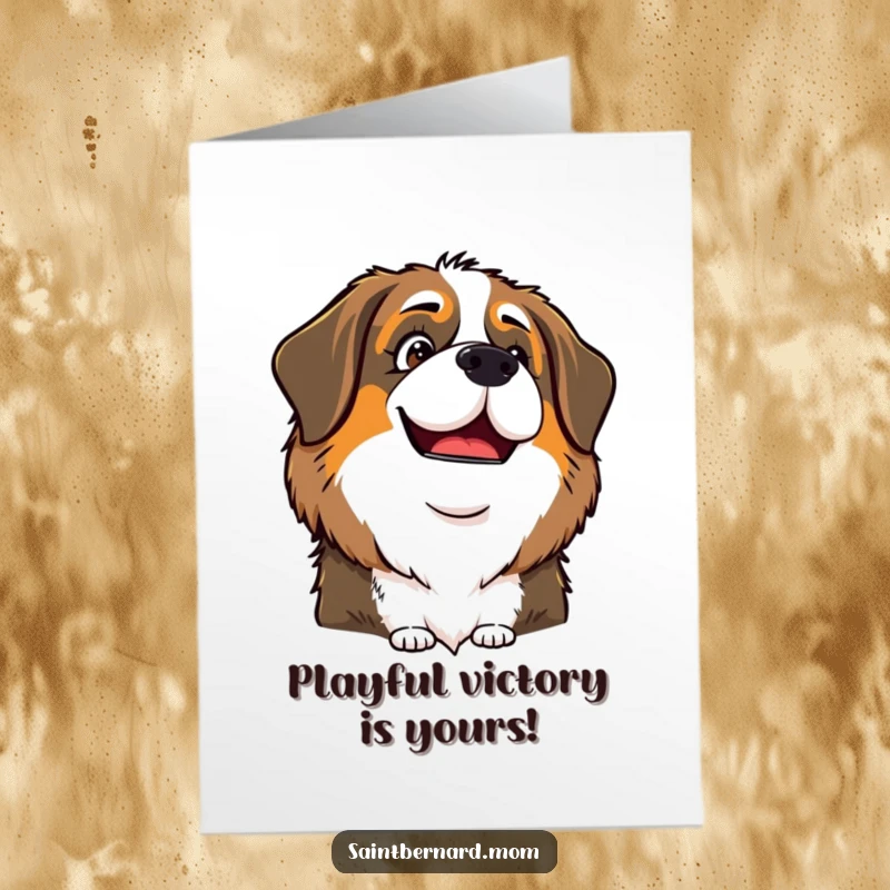 Funny Free Printable Congrats Card: A Saint Bernard lady animal with a knowing, playful glint in her eye.