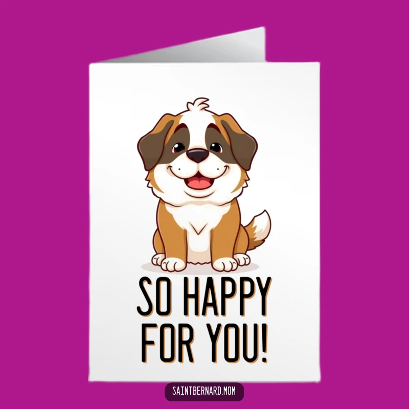 Free Printable Congrats Card: Goofy Saint Bernard Grin Funny Downloadable Gift