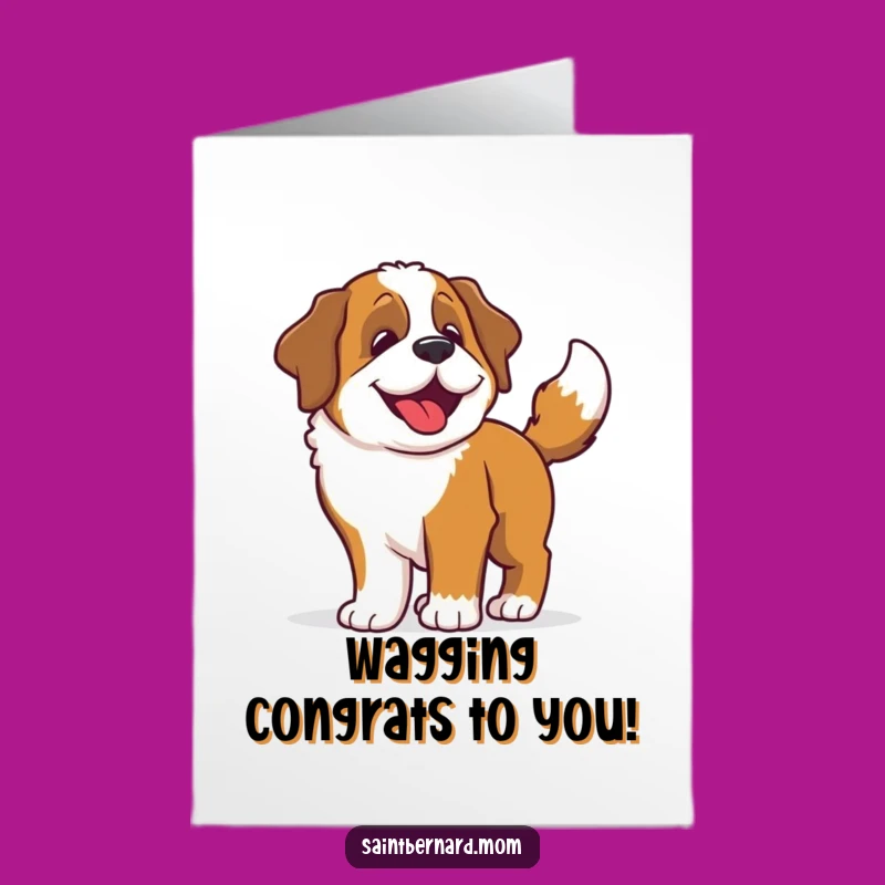 Free Printable Congrats Card: Enthusiastic Saint Bernard Dog, Joyful Downloadable Greeting for Achievements