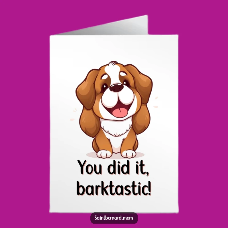 Free Printable Congrats Card: Joyful Saint Bernard Barking Funny Downloadable Gift