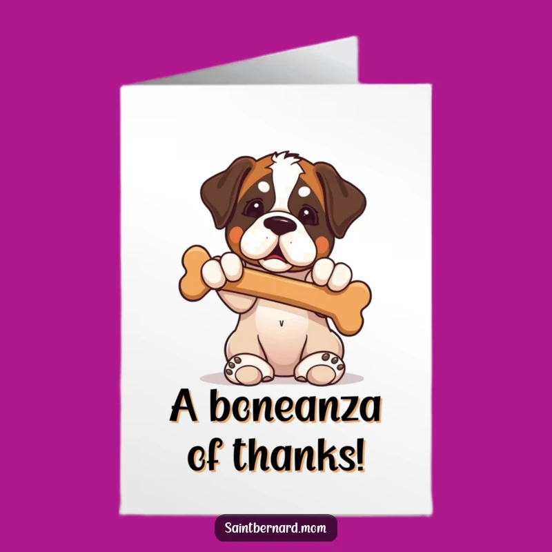 Free Printable Thank You Card: Saint Bernard Puppy Shares Bone, Adorable Gratitude