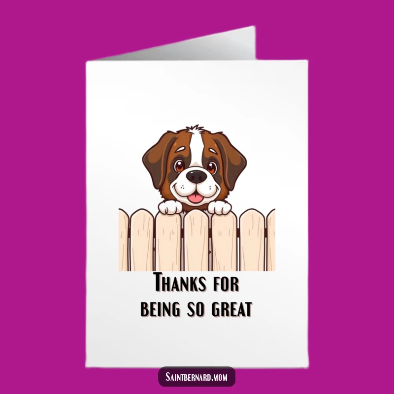 Free Printable Saint Bernard Thank You Card: Curious Pup Friendly Peek Downloadable