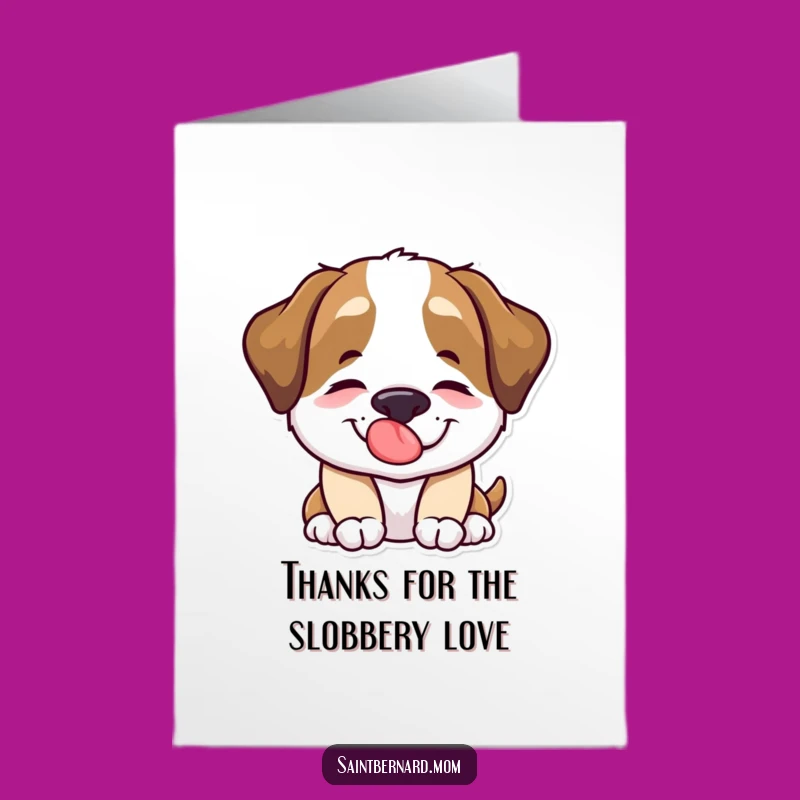 Free Printable Saint Bernard Thank You Card: Funny Dog Lick DIY Downloadable Gift