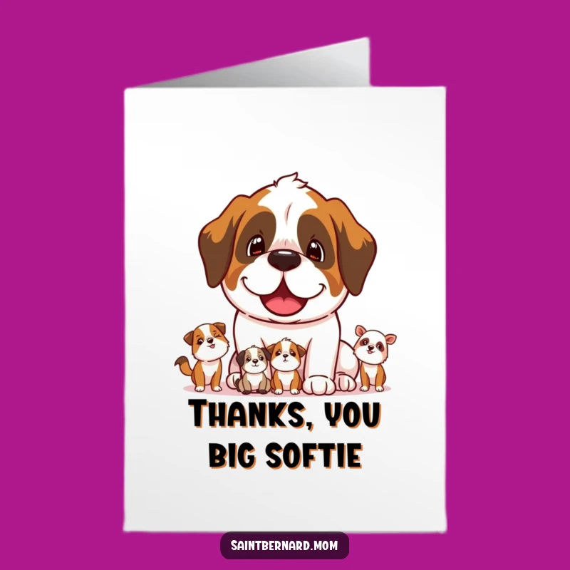 Free Printable Saint Bernard Thank You Card: Funny Dog Protector DIY Downloadable Gift