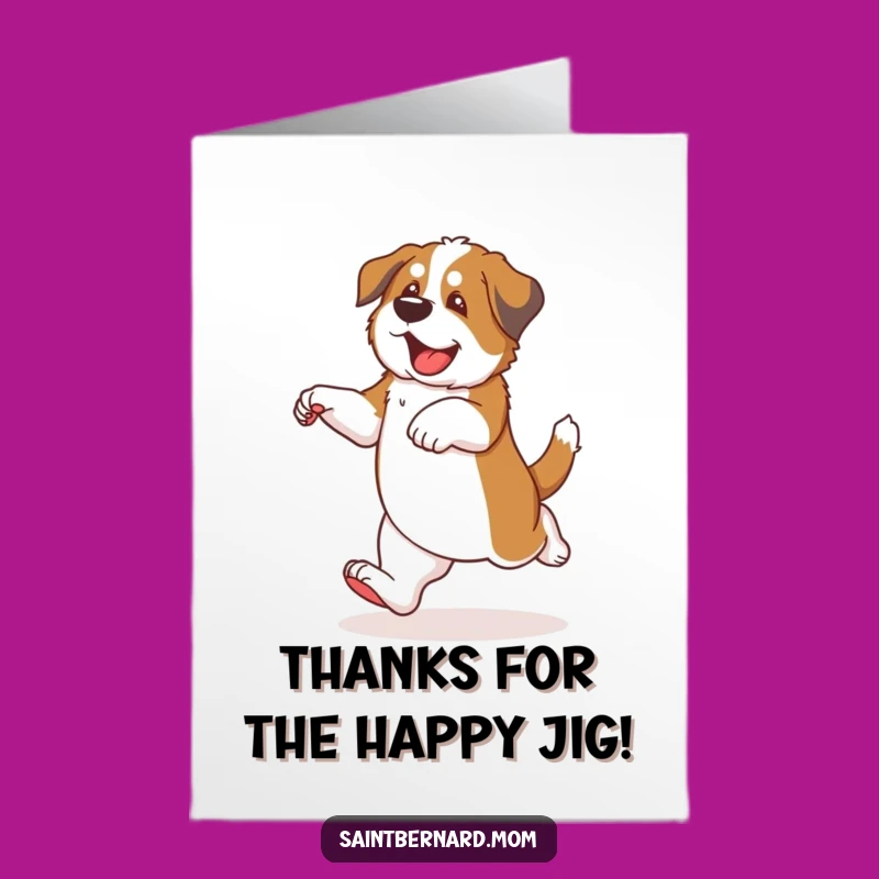 Free Printable Thank You Card: Dancing Saint Bernard Puppy, Joyful Gratitude Dance