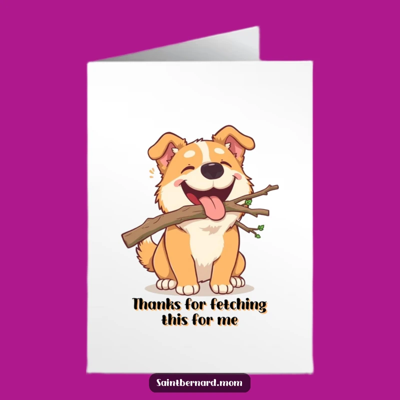 Free Printable Thank You Card: Dog Carrying Branch, Grateful Delivery Downloadable