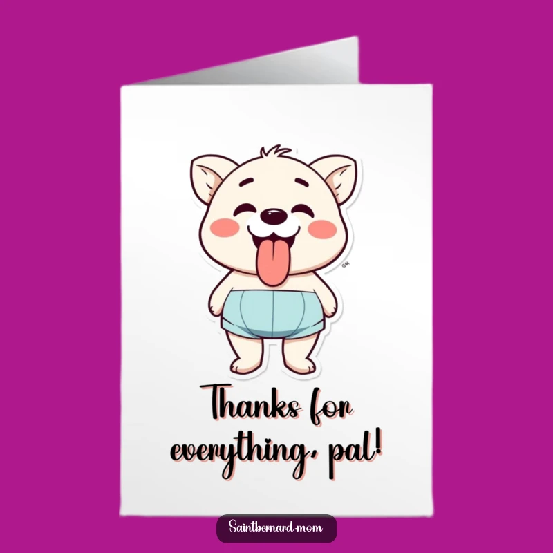 Free Printable Thank You Card: Happy Panting Character Tongue Lolling Downloadable