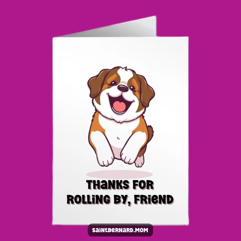 Free Printable Thank You Card: Kawaii Saint Bernard Rolling Joy Downloadable Gift