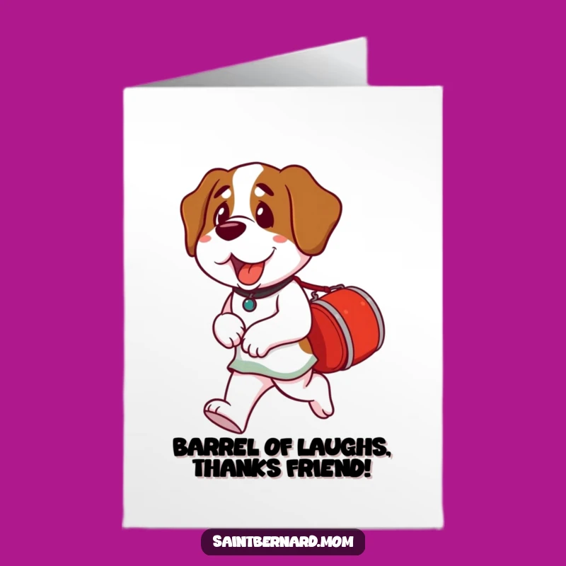 Free Printable Thank You Card: Saint Bernard With Barrel Funny Downloadable Gift