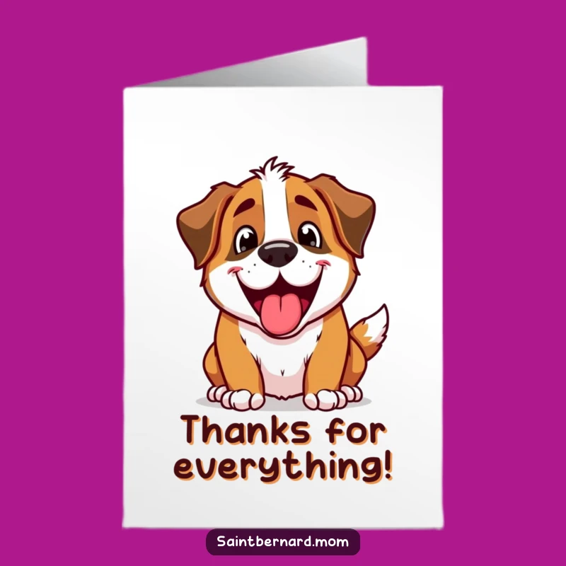 Free Printable Saint Bernard Thank You Card: Funny Dog Panting DIY Downloadable Gift