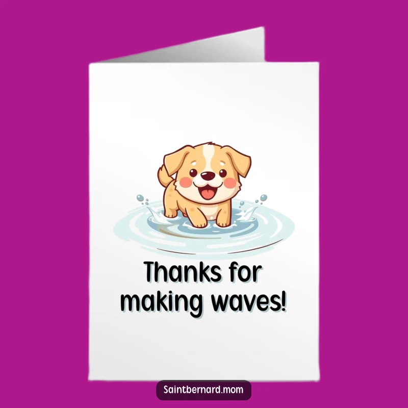 Free Printable Thank You Card: Splashing Dog - Playful Downloadable Gift