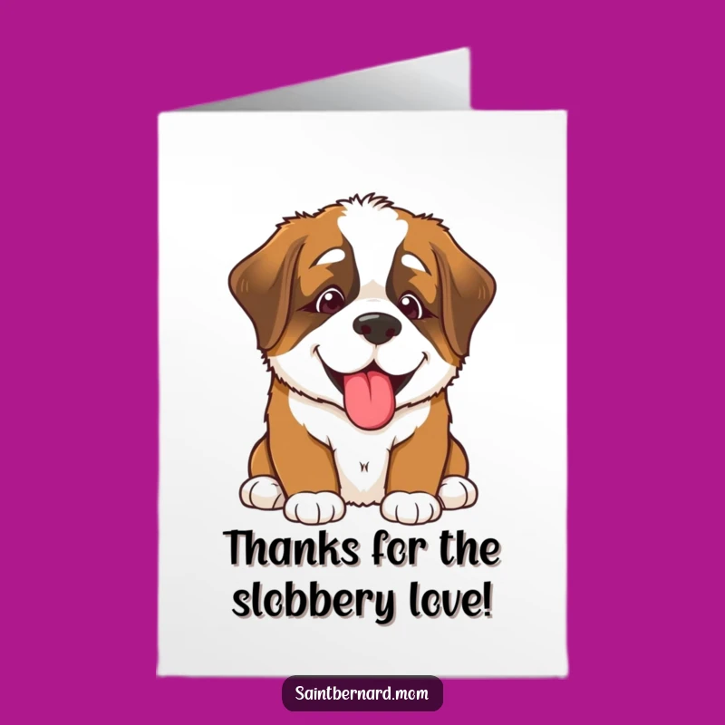 Free Printable Thank You Card: Saint Bernard Puppy Lick - Downloadable Gratitude