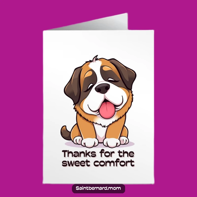 Free Printable Thank You Card: Comforting Saint Bernard Lick Funny Downloadable Gift