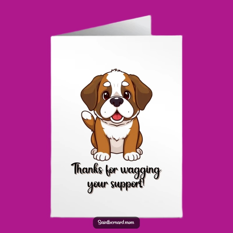 Free Printable Thank You Card: Grateful Kawaii Saint Bernard Wagging Tail
