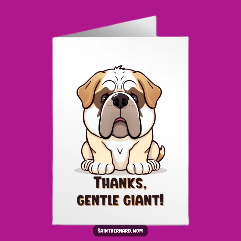 Free Printable Thank You Card: Gentle Giant Saint Bernard - Downloadable Grateful Greeting