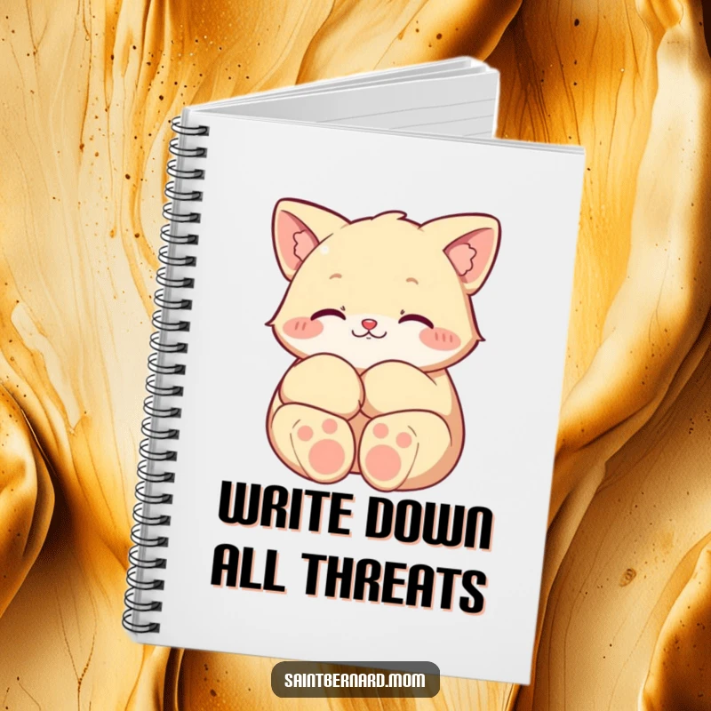 Funny notebook cover with a character’s large paws curled protectively, ready to help you capture your most heartfelt and secure thoughts.