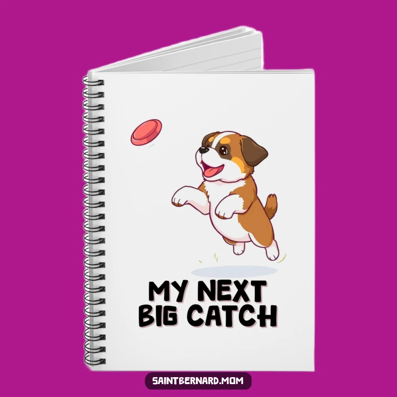 Funny Saint Bernard Puppy Frisbee Journal - Perfect Dog Lover Notebook Gift